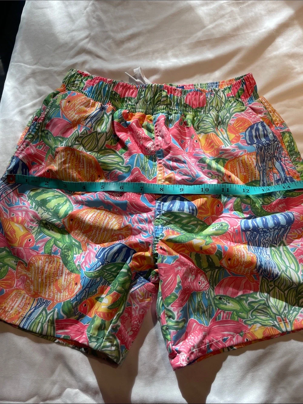 J. Bailey Kids Pink Tropical Fish Swim Trunks with Elastic Waist